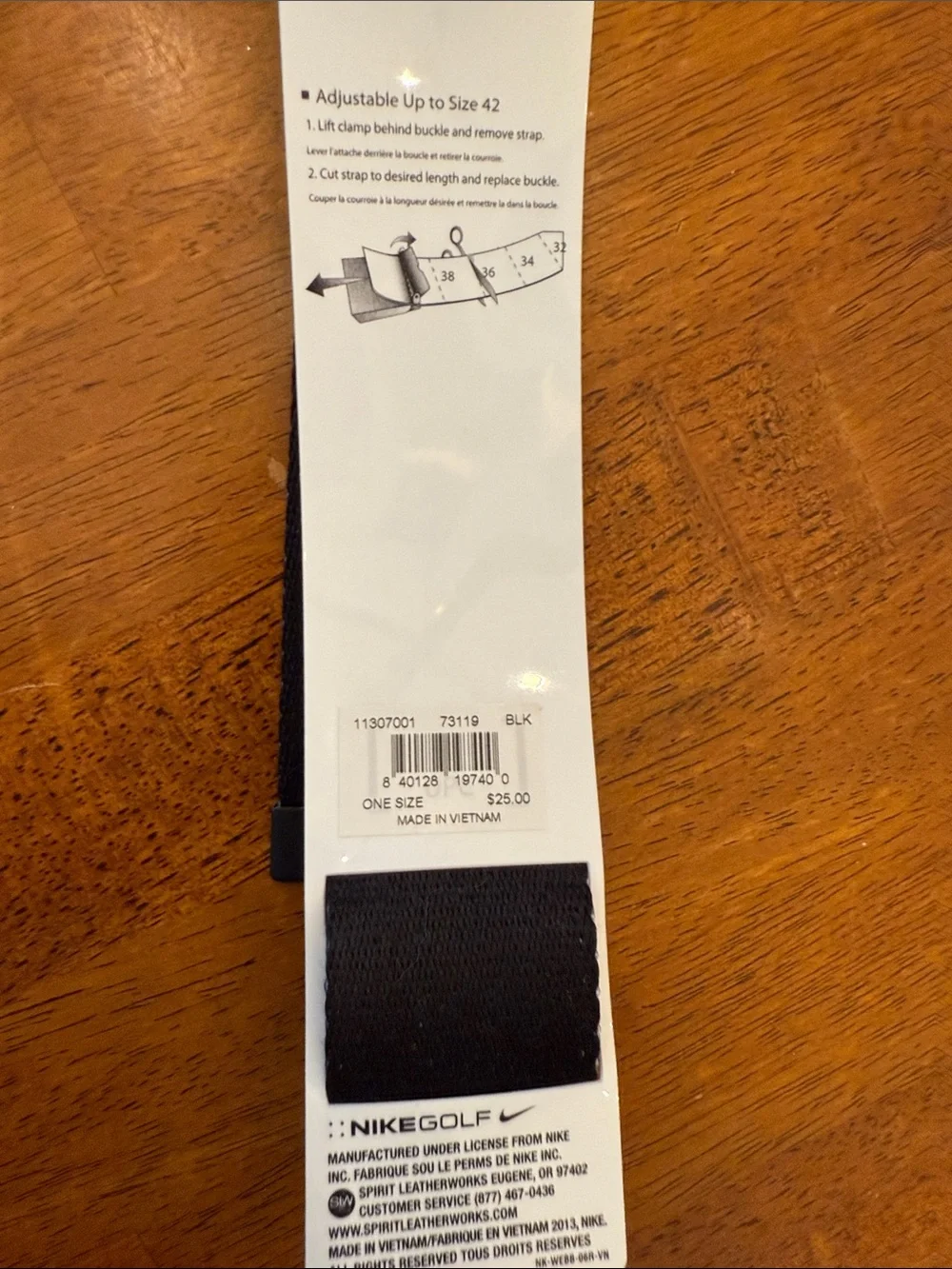 Nike Black & White Swoosh Pattern Reversible belt